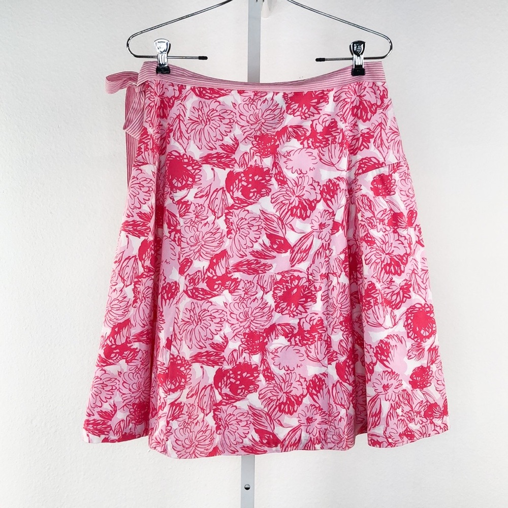 Elevenses Pink White Floral Print A Line Skirt - Picture 3 of 4